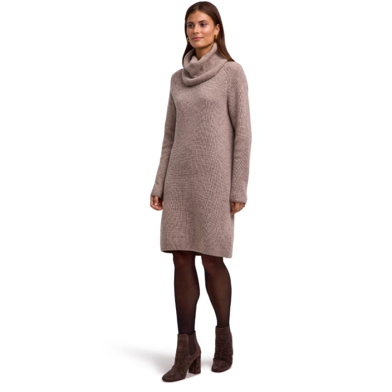 Ženska haljina SEL Ribbed Lambswool Dress w sand