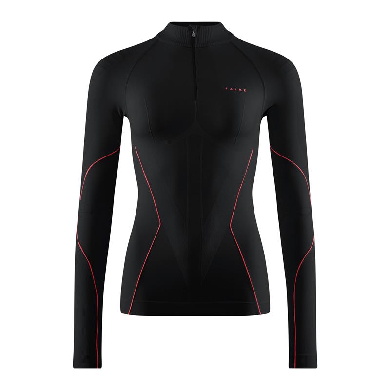 Ženska majica FALKE W Zip Shirt Tight w black-fuego