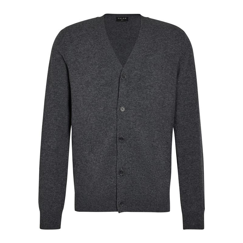 Moška jopa FALKE Pure Cashmere Cardigan dark grey -heather