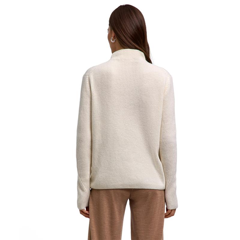 Ženski pulover SEL Ribbed Lambswool Mock Neck w off-white