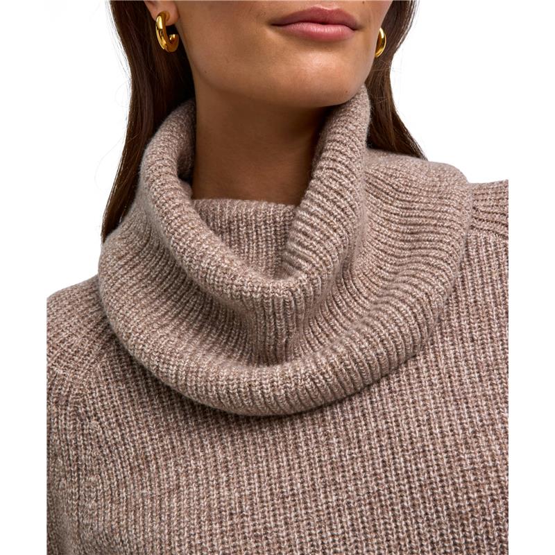 Ženska haljina SEL Ribbed Lambswool Dress w sand