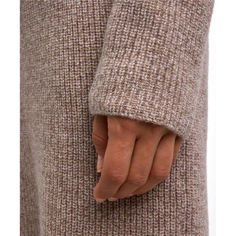 Ženska haljina SEL Ribbed Lambswool Dress w sand