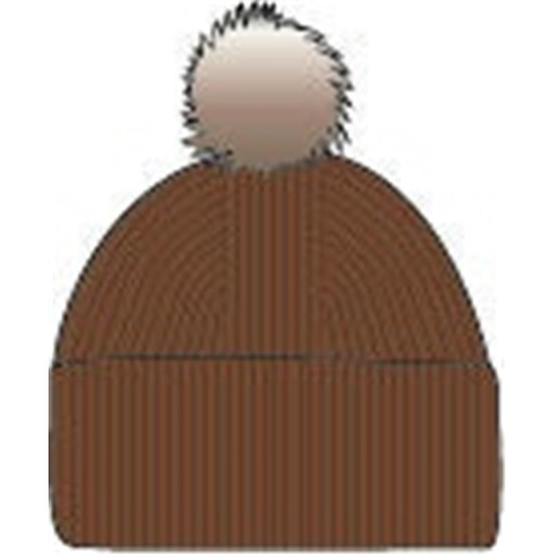 Kapa BA Merino Hat w Fake Fur Pompom u brown