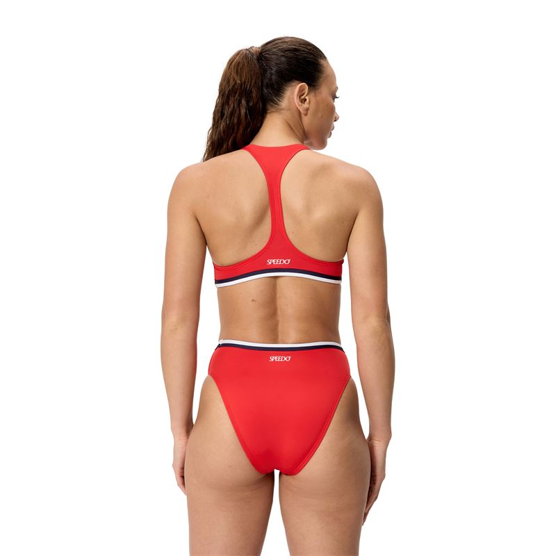 Ženski sp.del kopalk HIGH WAIST BIKINI BOTTOM RED/WHT