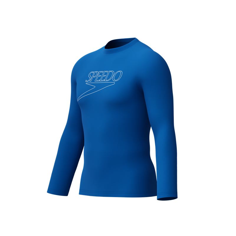 Moška zaščitna majica END+ L/S LOGO RASH GUARD BLU