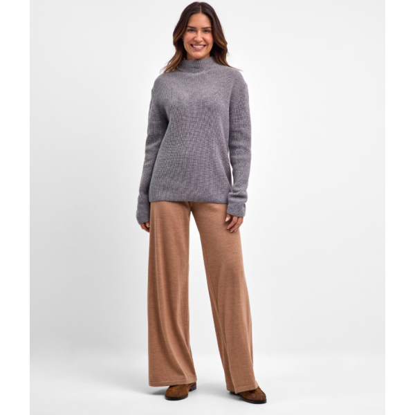 Ženski pulover SEL Ribbed Lambswool Mock Neck w Moškagrey me