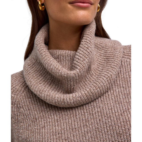 Ženska haljina SEL Ribbed Lambswool Dress w sand