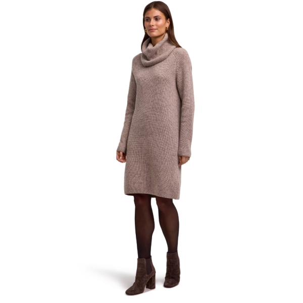 Ženska haljina SEL Ribbed Lambswool Dress w sand
