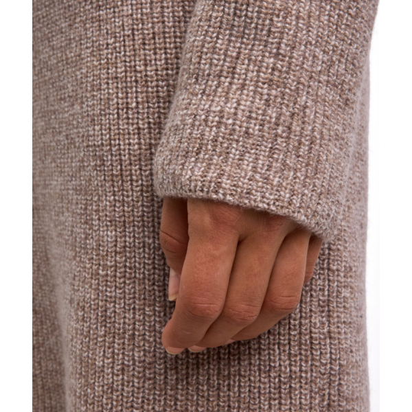 Ženska haljina SEL Ribbed Lambswool Dress w sand