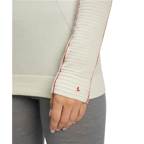 Ženska majica FALKE WT LS Shirt Regular w offwhite-neon red