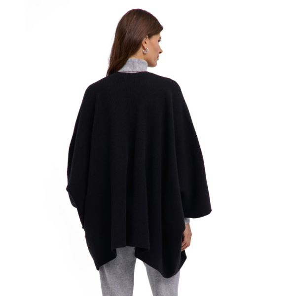 Ženski plašč SEL Ribbed Lambswool Cape w black