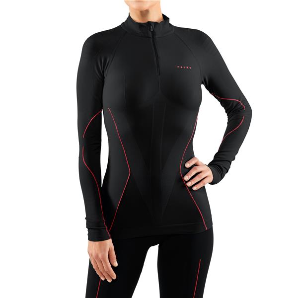 Ženska majica FALKE W Zip Shirt Tight w black-fuego