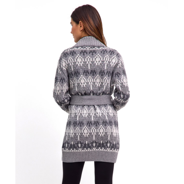 Ženska jopa SEL Jacquard Long Cardigan w Moškagrey mel