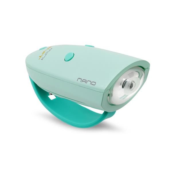 Svjetlo i zvono za bicikl Mini Hornit NANO mint green