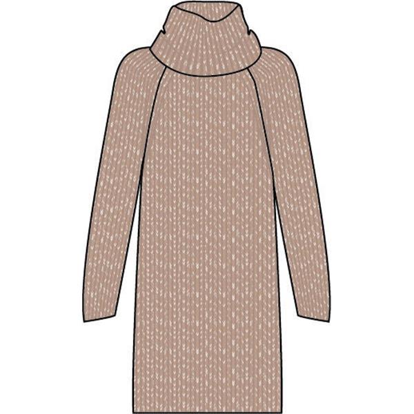 Ženska haljina SEL Ribbed Lambswool Dress w sand