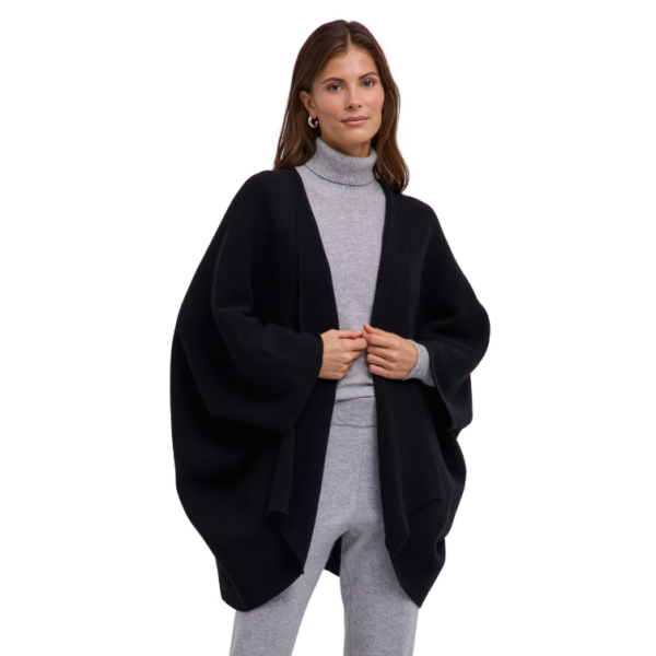 Ženski plašč SEL Ribbed Lambswool Cape w black