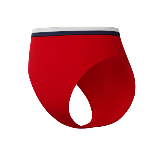 Ženski sp.del kopalk HIGH WAIST BIKINI BOTTOM RED/WHT