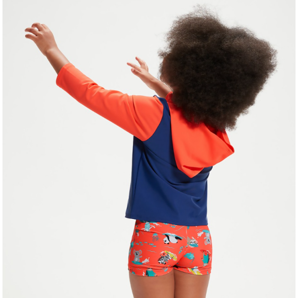 Dječja zaštitna majica LTS ESS HOOD LS RASH TOP BLUE/ORANGE