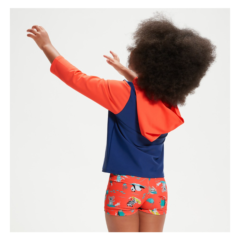 Dječja zaštitna majica LTS ESS HOOD LS RASH TOP BLUE/ORANGE