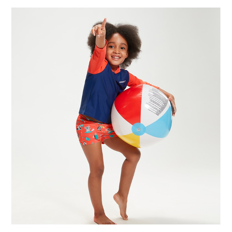 Dječja zaštitna majica LTS ESS HOOD LS RASH TOP BLUE/ORANGE